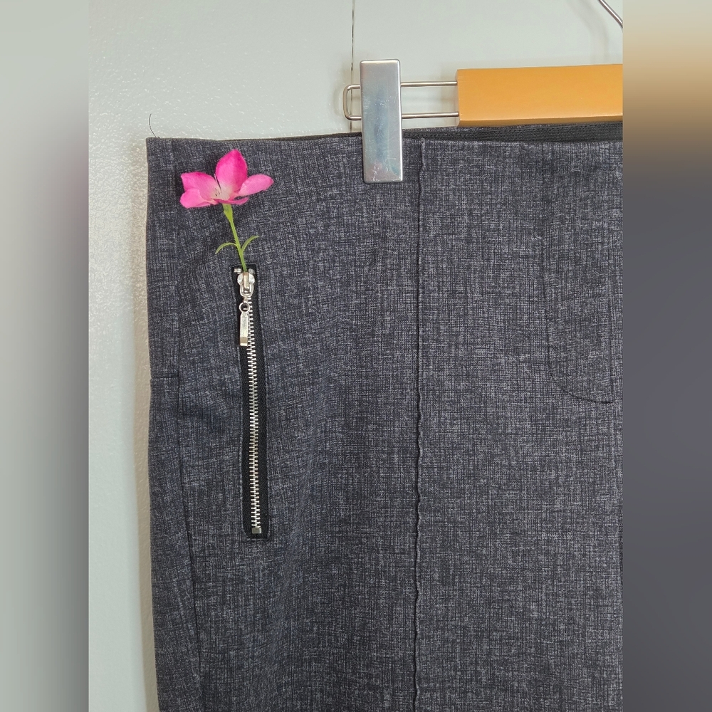☀️89th & Madison Women's XL Charcoal Waistless Dress Pant Double Zipper Front